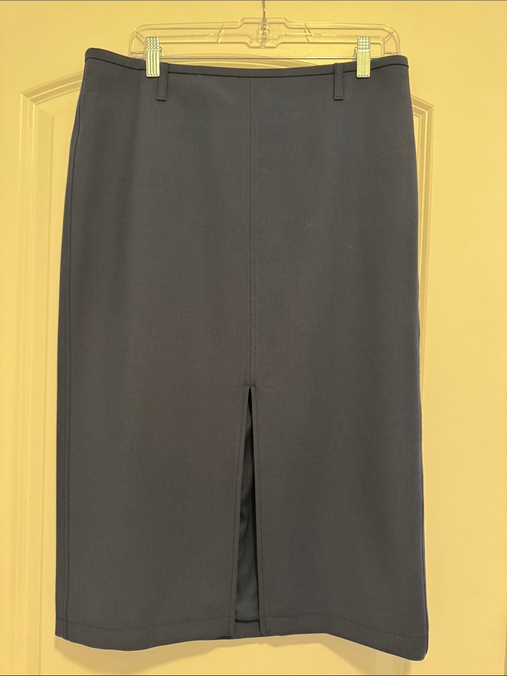 Classic Navy Pencil Skirt with Front Vent